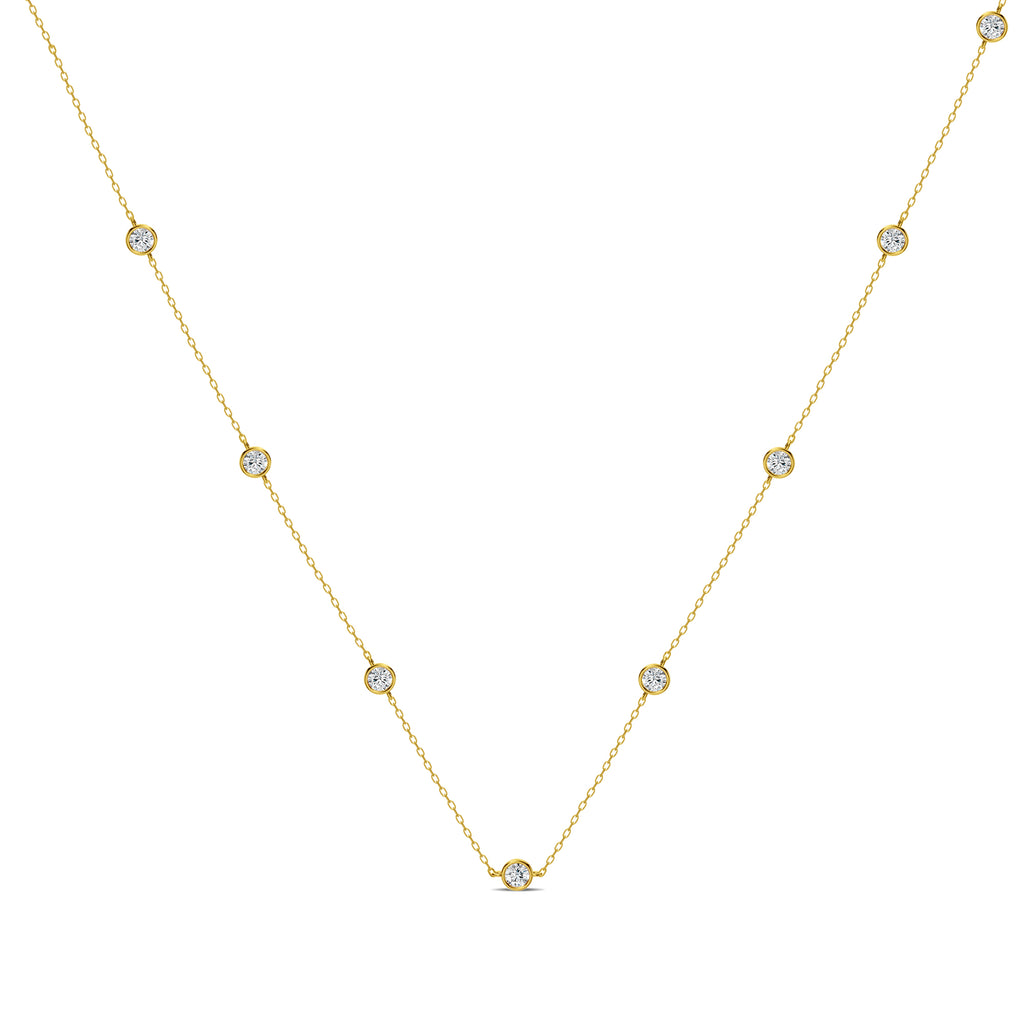 Classic 1.63 Ctw Diamond Station Necklace with 8 Stones