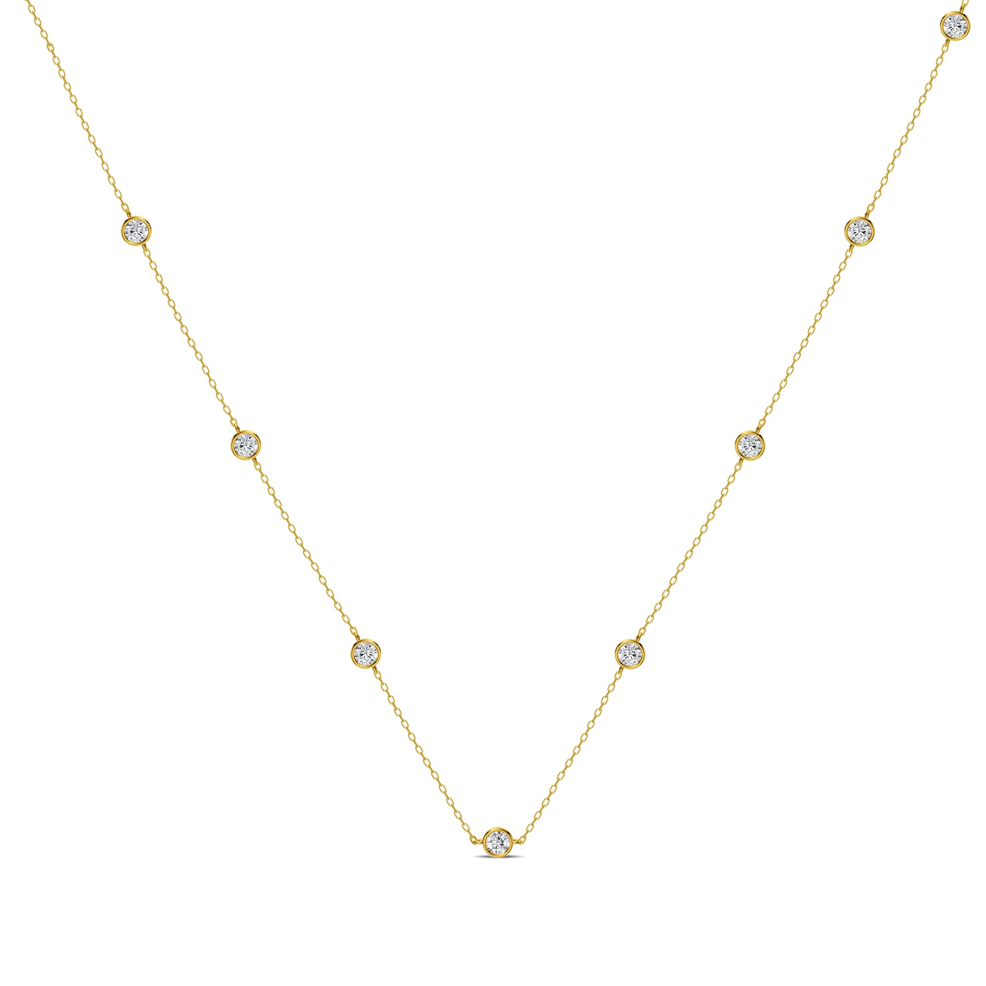 Classic 1.63 Ctw Diamond Station Necklace with 8 Stones