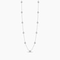 14KW Classic 2.90 Ctw Diamond Station Beaded Necklace with 9 Stones