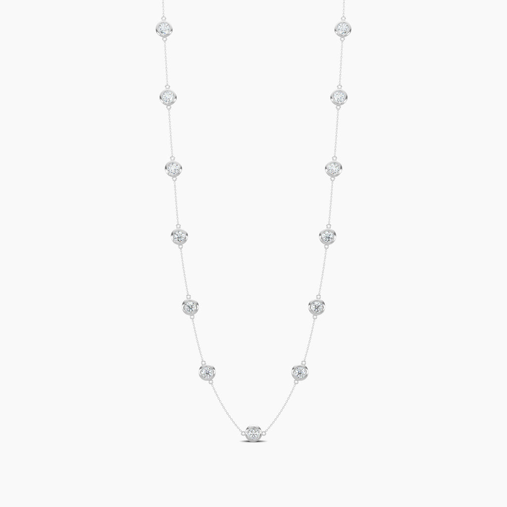 Classic 3.00 Ctw Diamond Station Necklace with 13 Stones