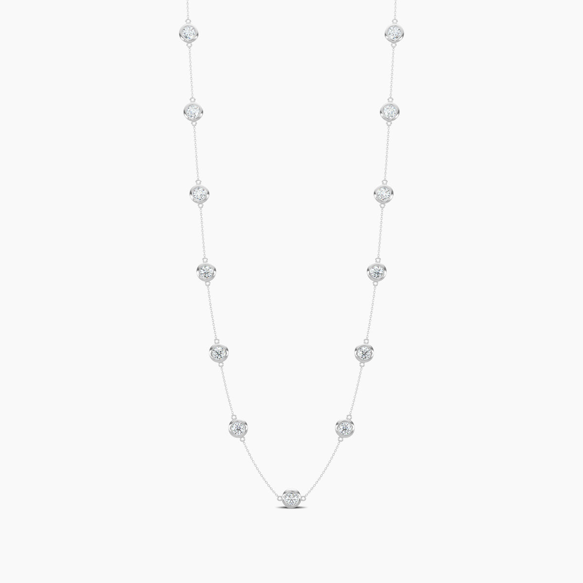 Classic 3.00 Ctw Diamond Station Necklace with 13 Stones