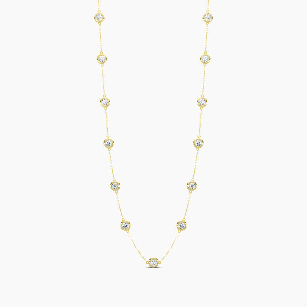 Classic 3.10 Ctw Diamond Station Necklace with 13 Stones