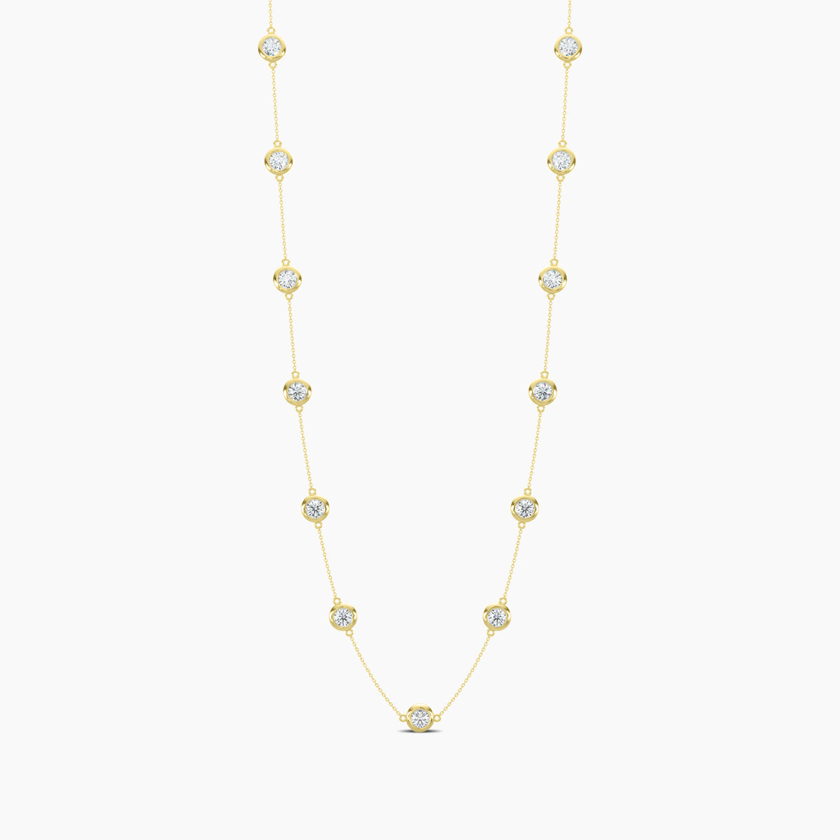 Classic 3.10 Ctw Diamond Station Necklace with 13 Stones
