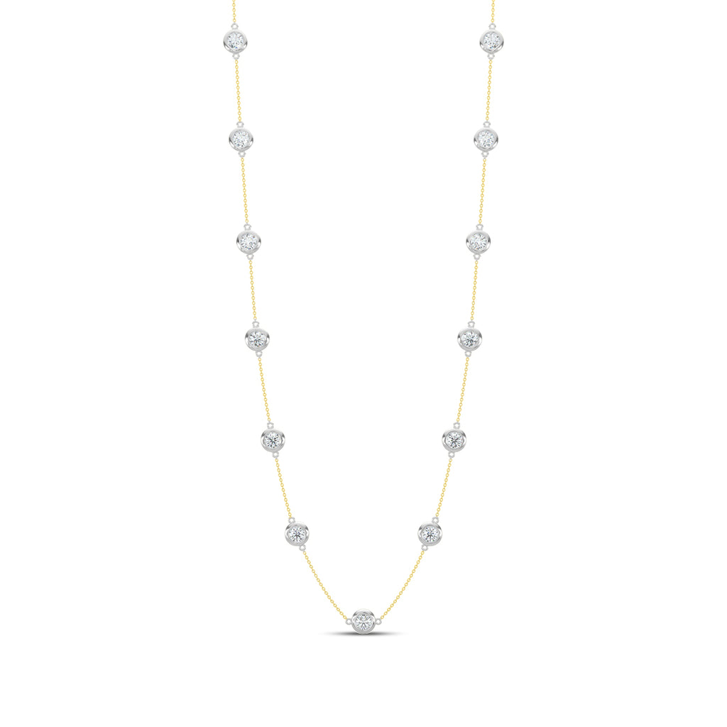 14TT Classic 3.00 Ctw Diamond Station Necklace with 13 Stones