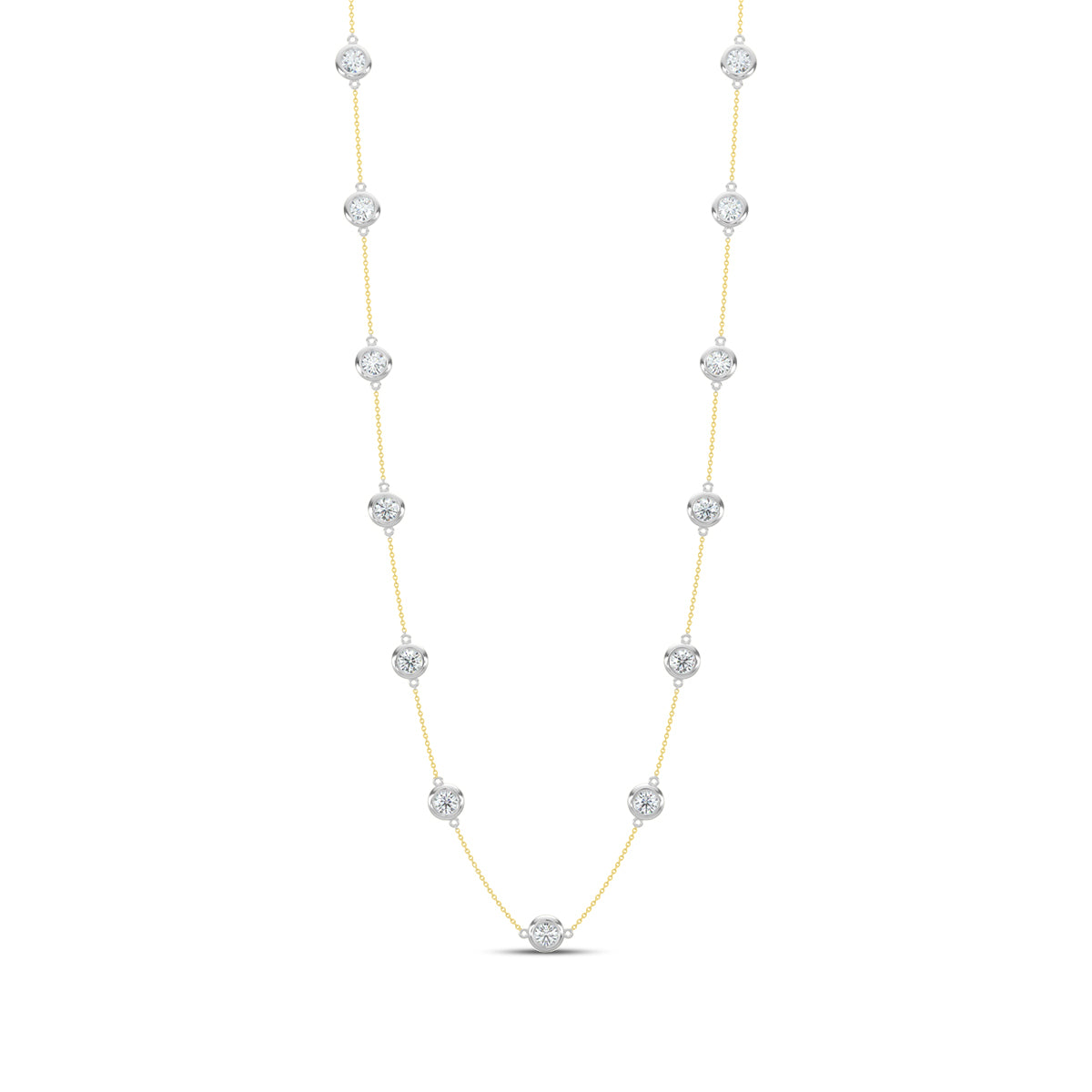 14TT Classic 3.00 Ctw Diamond Station Necklace with 13 Stones