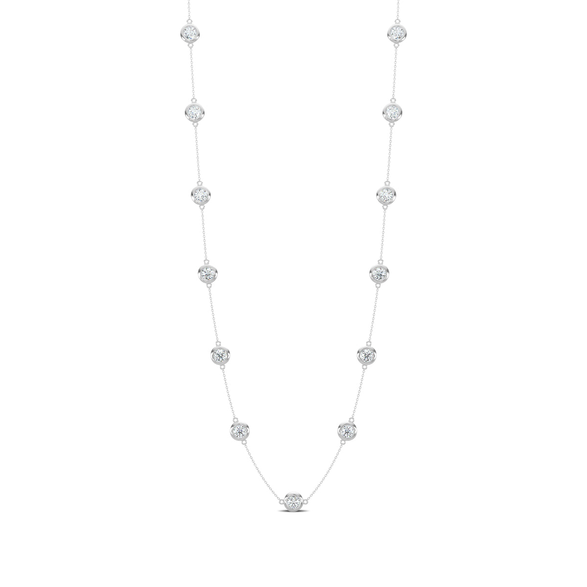 Classic 3.00 Ctw Diamond Station Necklace with 13 Stones