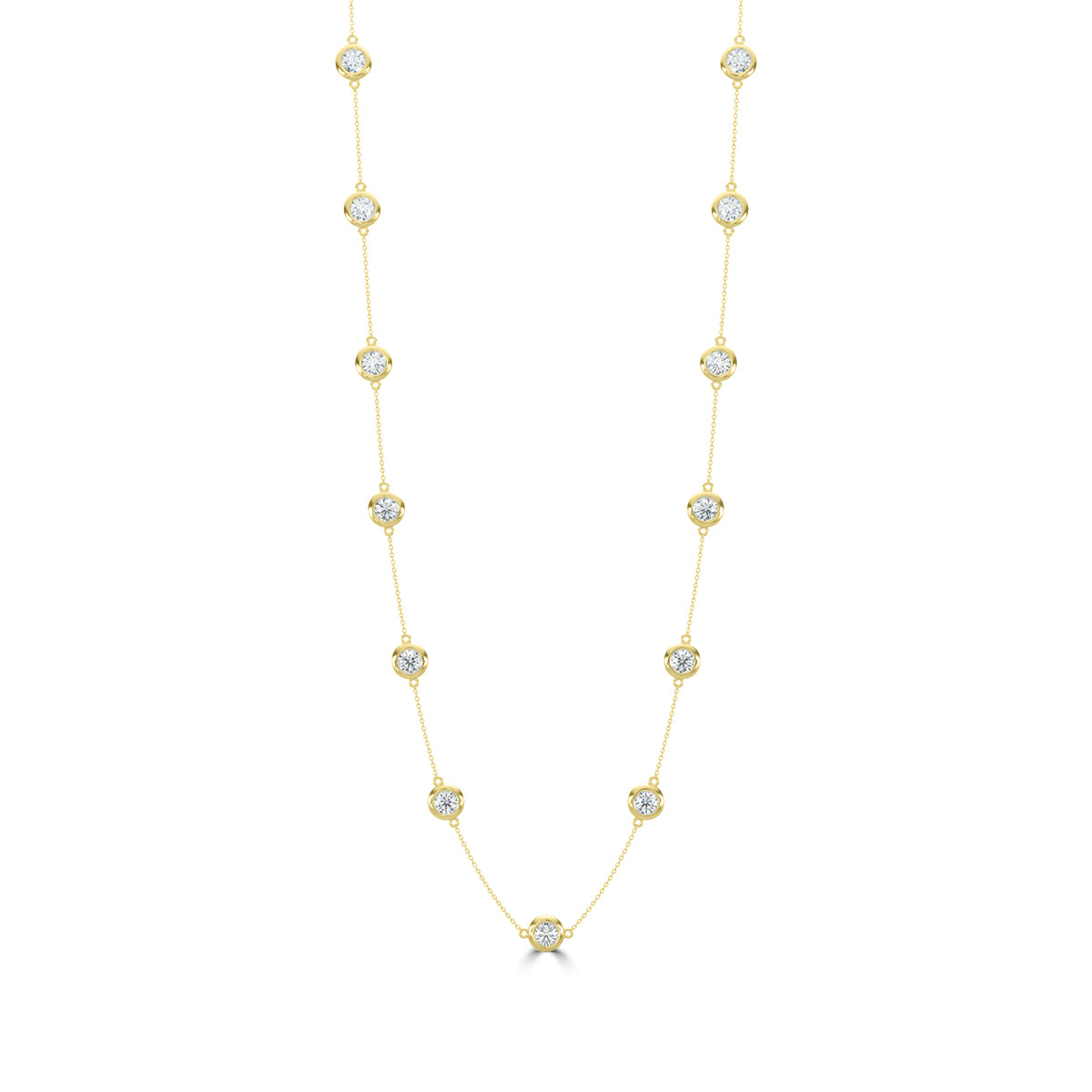 Classic 3.50 Ctw Diamond Station Necklace with 13 Stones