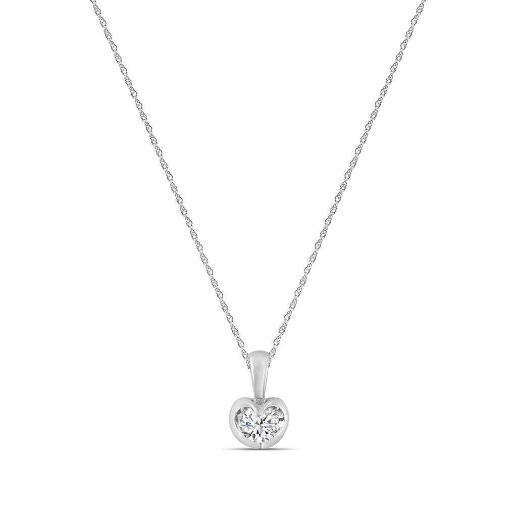 0.20 Ctw Diamond Solitaire Tension-Set Pendant with Chain
