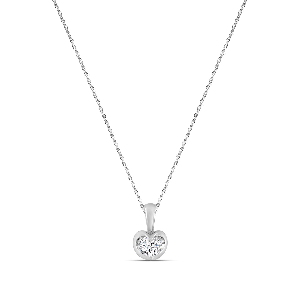 0.20 Ctw Diamond Solitaire Tension-Set Pendant with Chain
