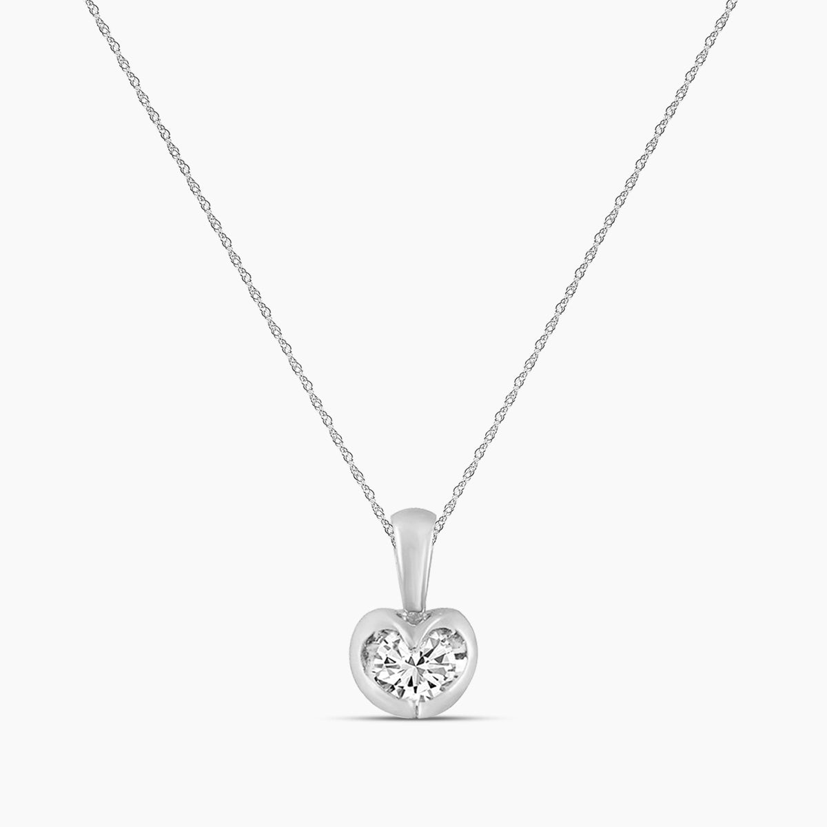 14KY 0.50 Ctw Diamond Solitaire Tension-Set Pendant with Chain