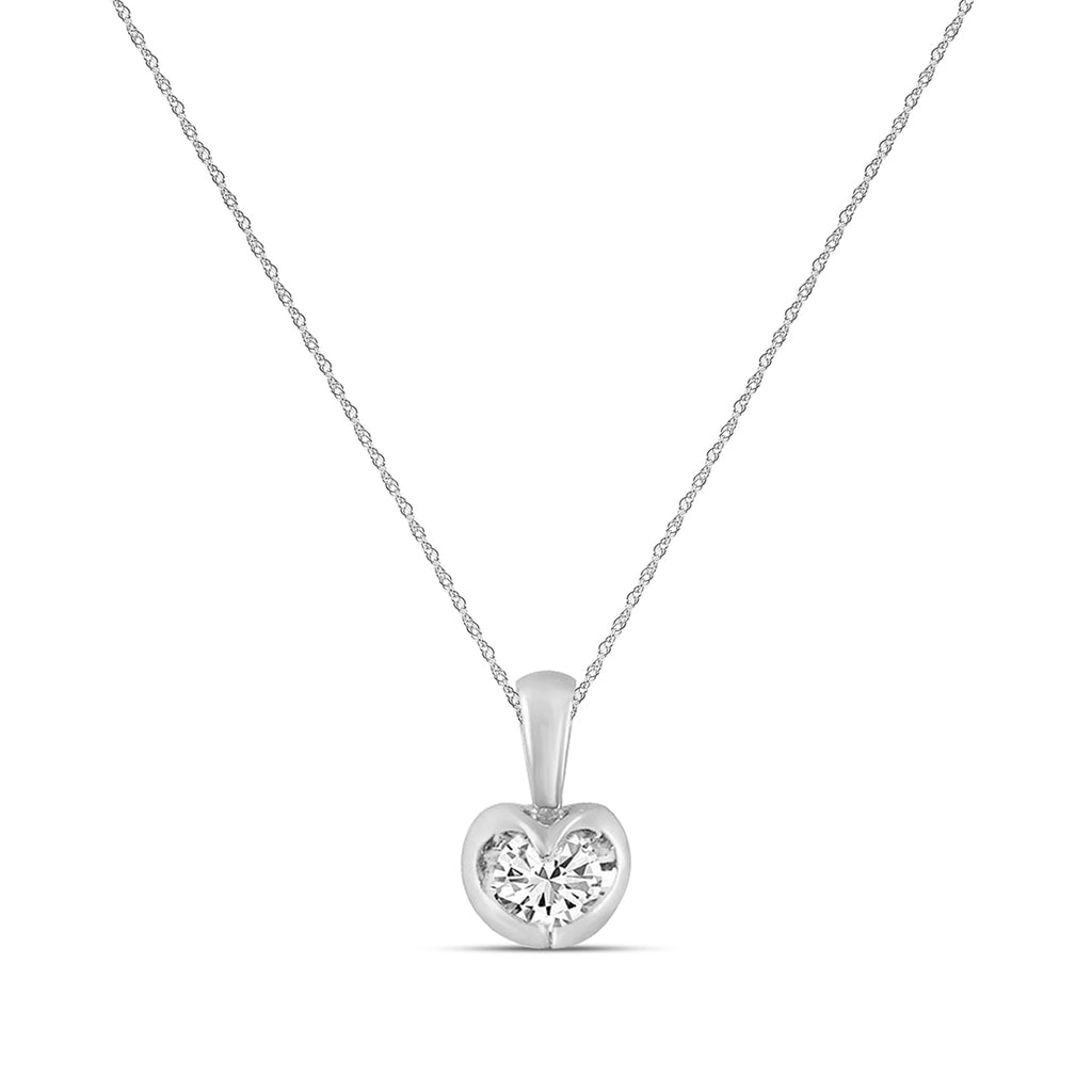 0.50 Ctw Diamond Solitaire Tension-Set Pendant with Chain