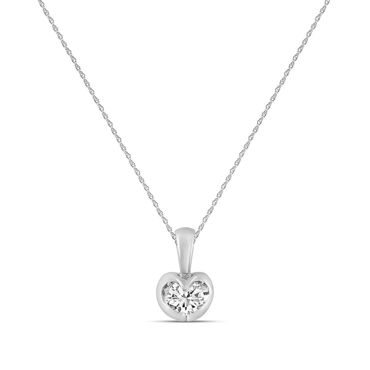 0.50 Ctw Diamond Solitaire Tension-Set Pendant with Chain