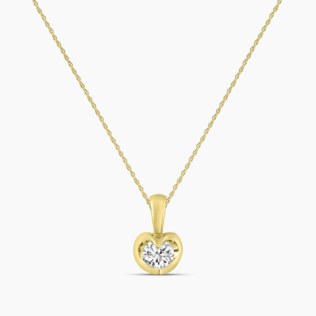 14KY 0.50 Ctw Diamond Solitaire Tension-Set Pendant with Chain
