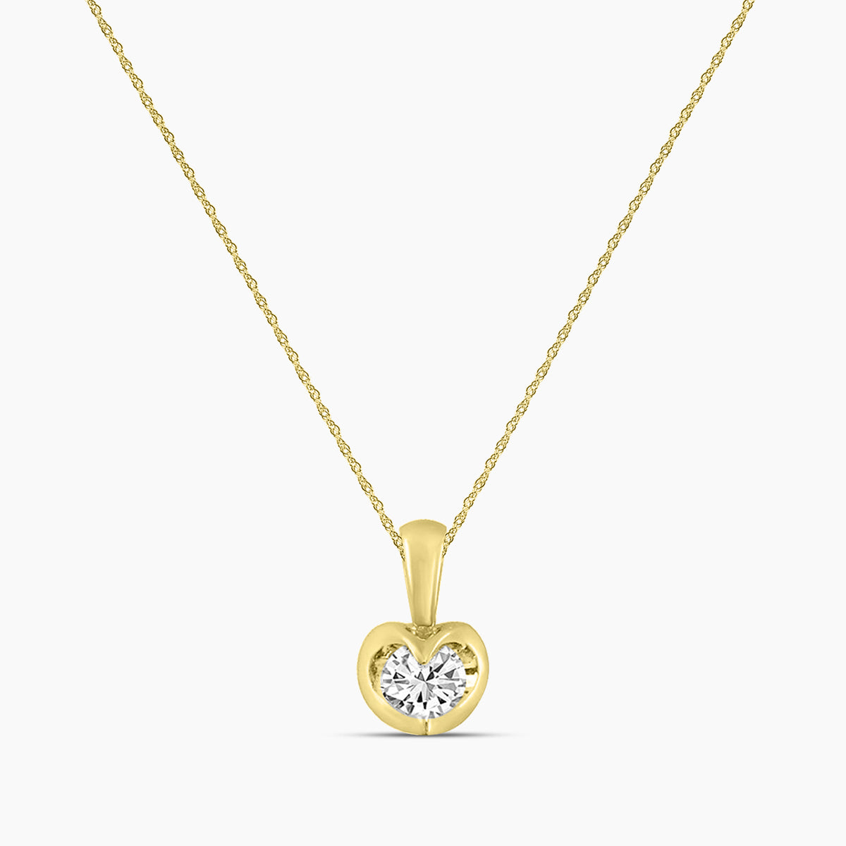 14KY 0.50 Ctw Diamond Solitaire Tension-Set Pendant with Chain