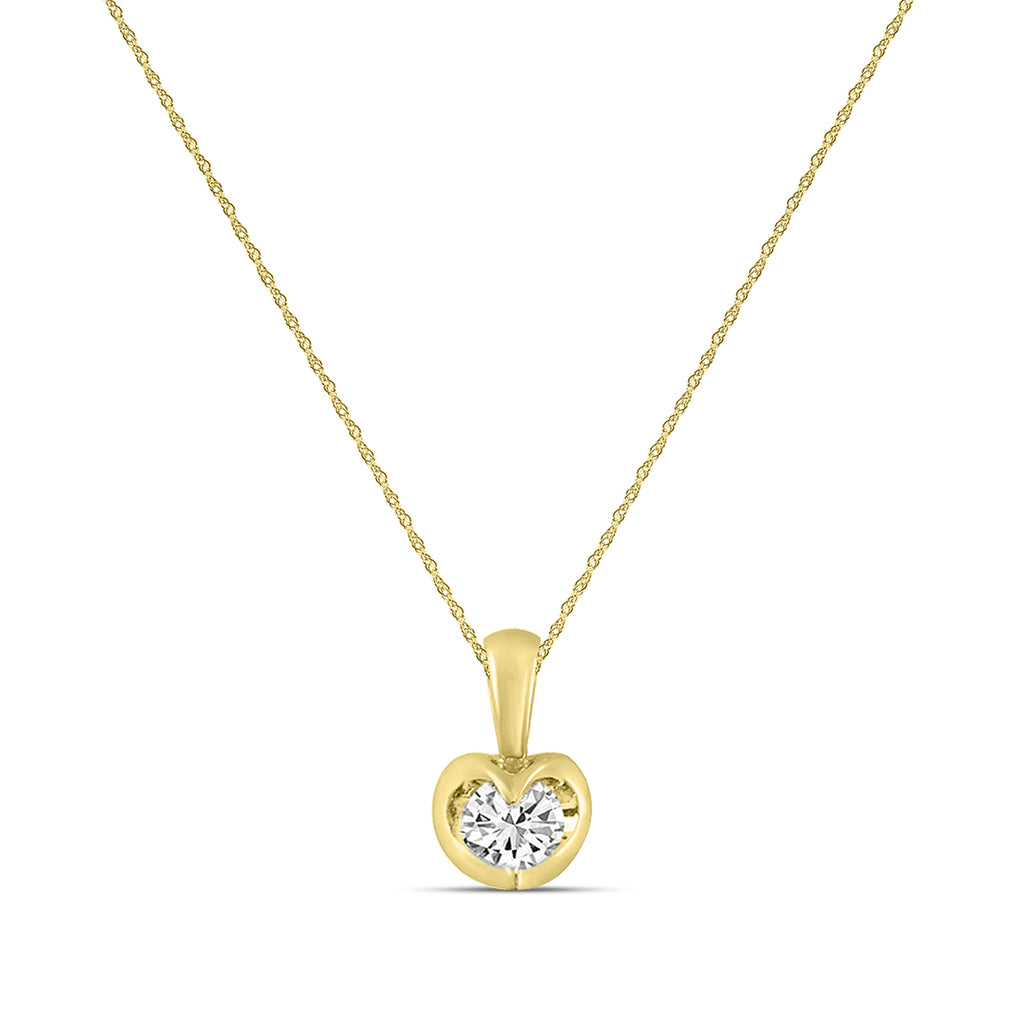 14KY 0.50 Ctw Diamond Solitaire Tension-Set Pendant with Chain