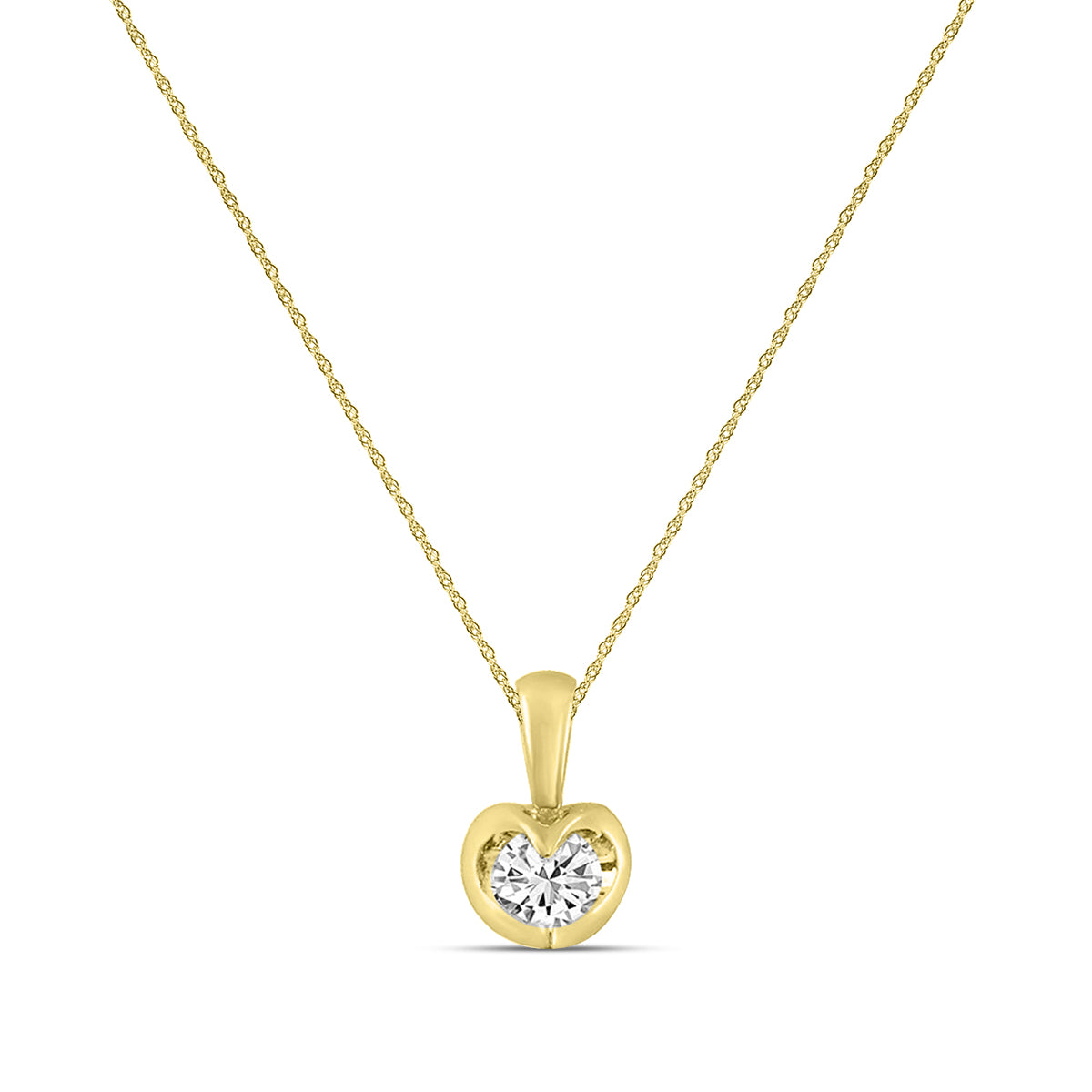 14KY 0.50 Ctw Diamond Solitaire Tension-Set Pendant with Chain