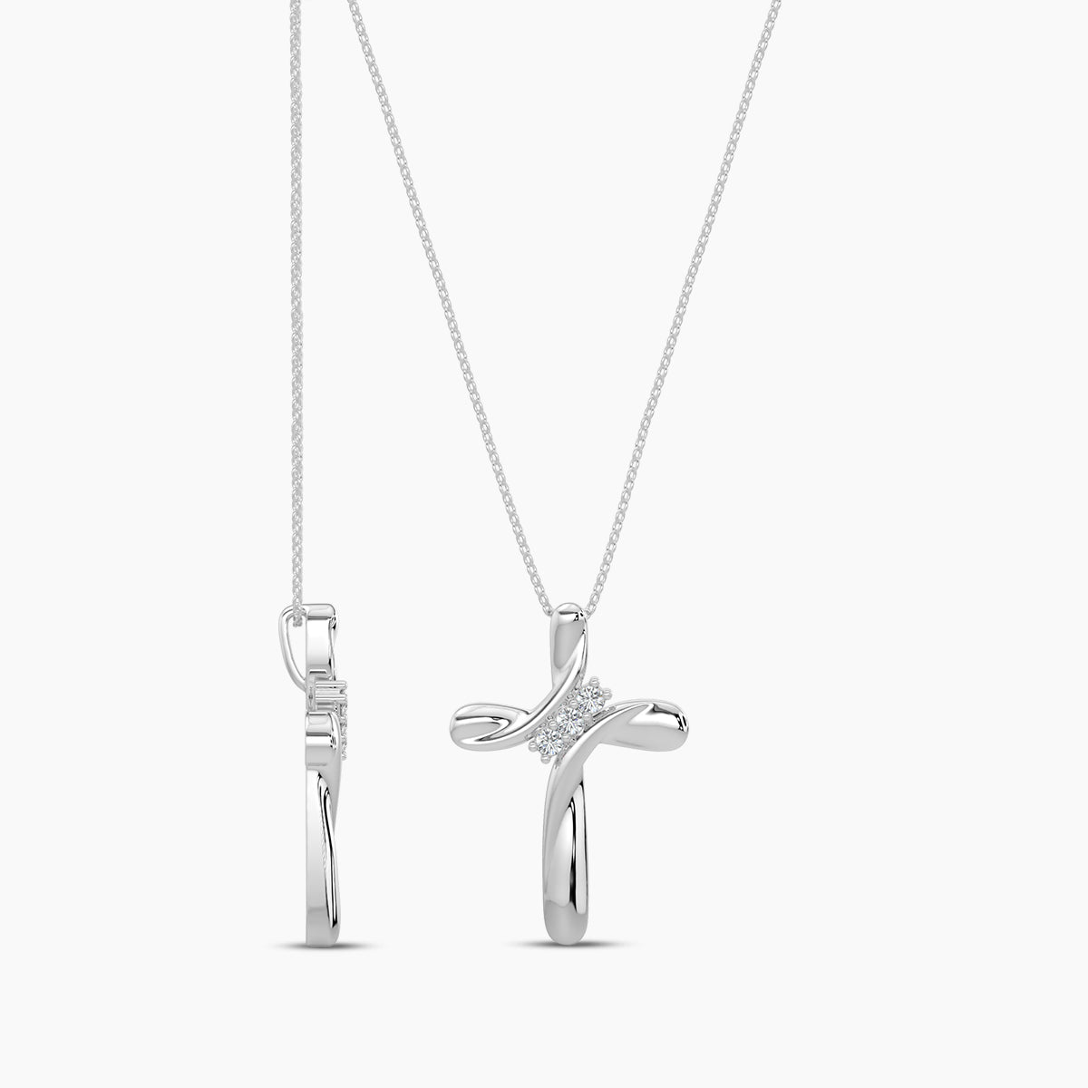 0.05 Ctw Cross Diamond Pendant with Chain