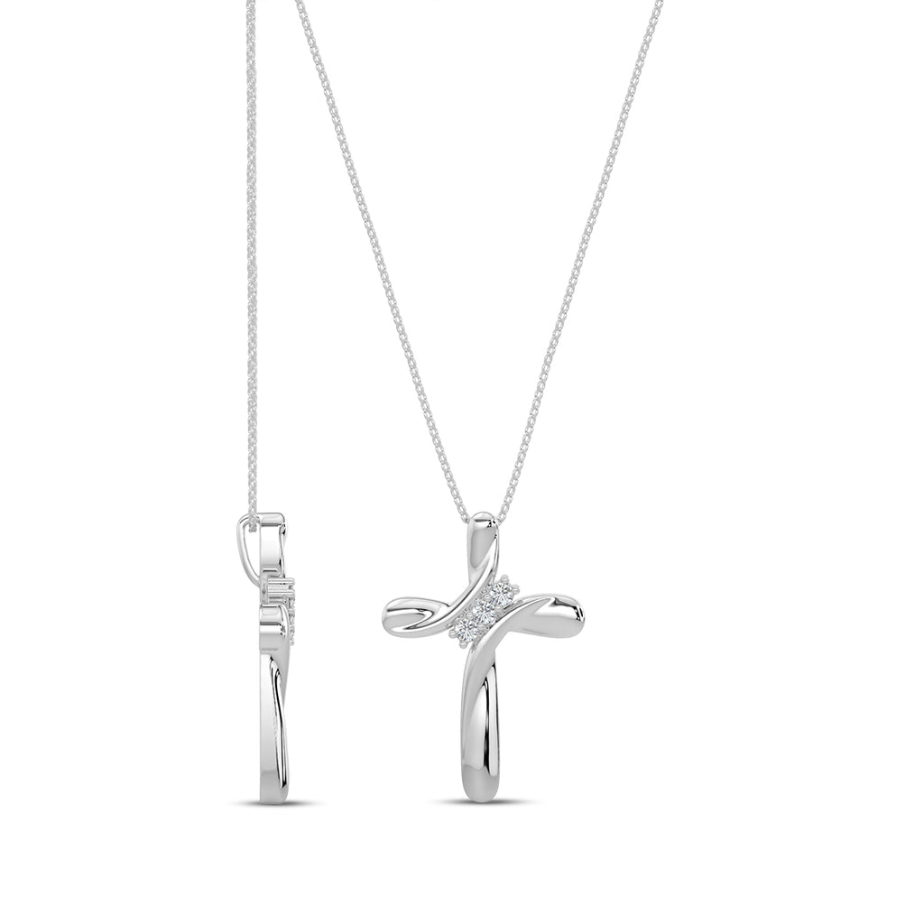 0.05 Ctw Cross Diamond Pendant with Chain