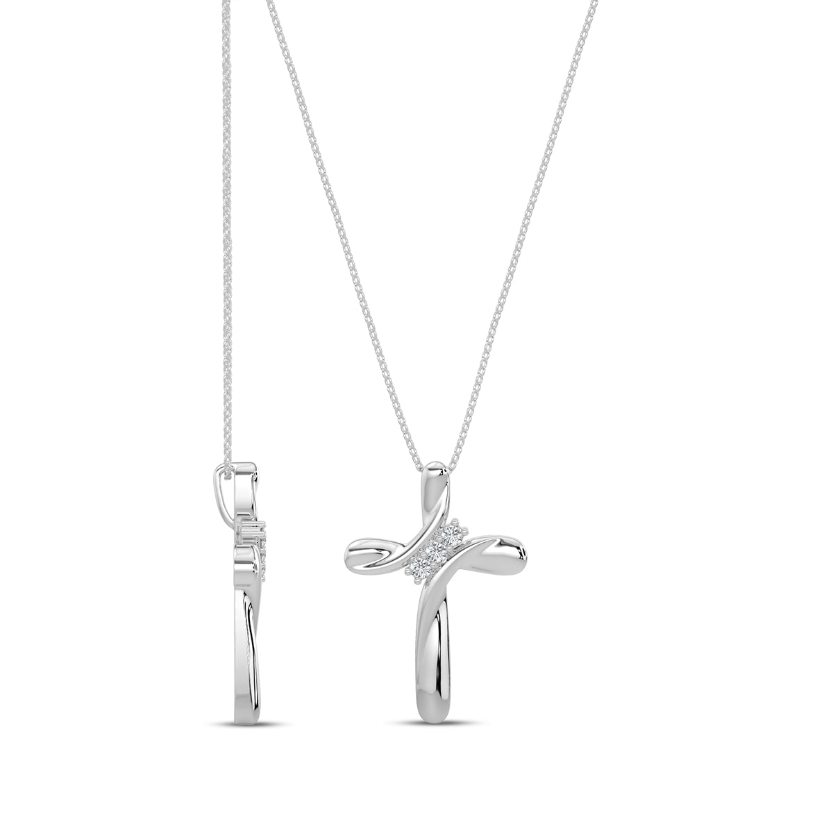 0.05 Ctw Cross Diamond Pendant with Chain