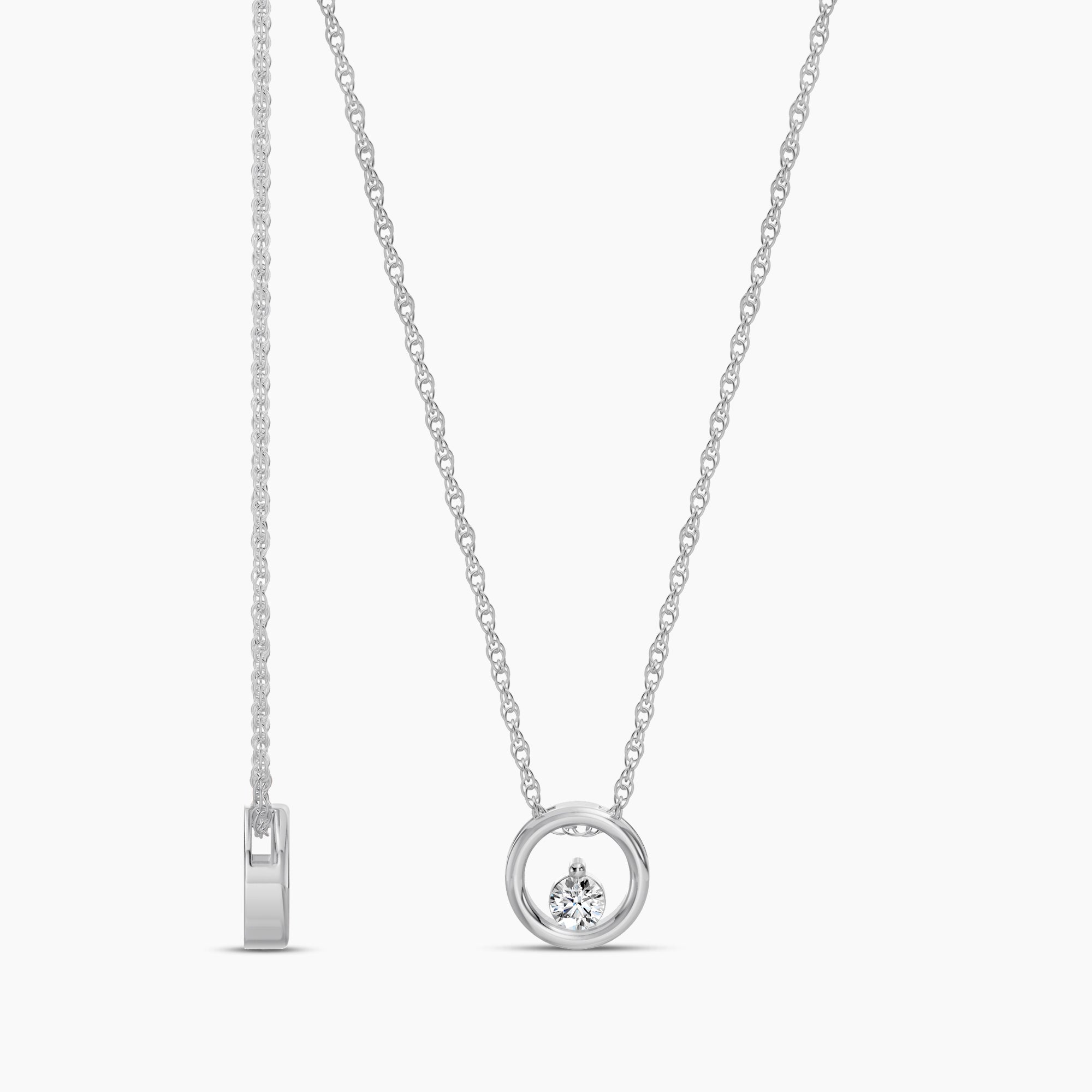 0.10 Ctw Diamond Circle Shaped Solitaire Pendant with Chain