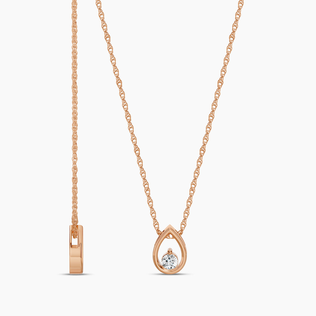 0.10 Ctw Diamond Pear Shaped Solitaire Pendant with Chain
