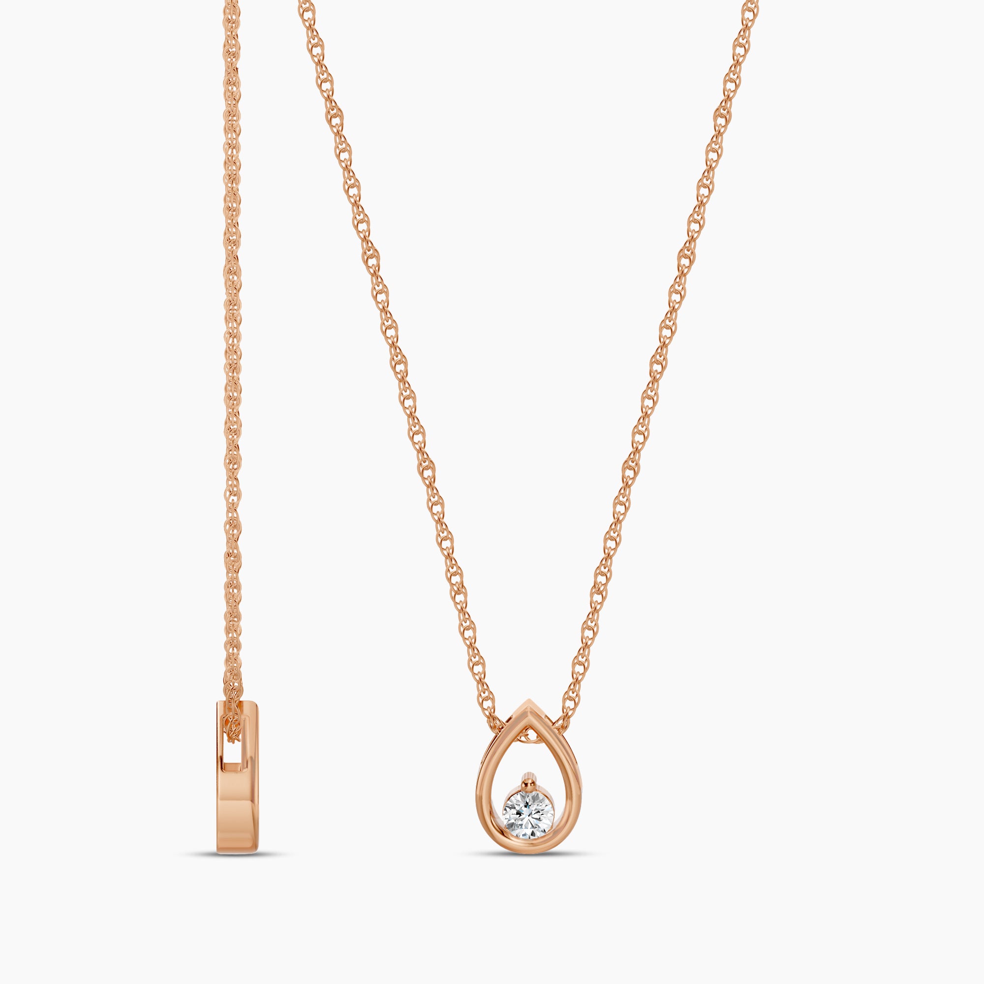 0.10 Ctw Diamond Pear Shaped Solitaire Pendant with Chain
