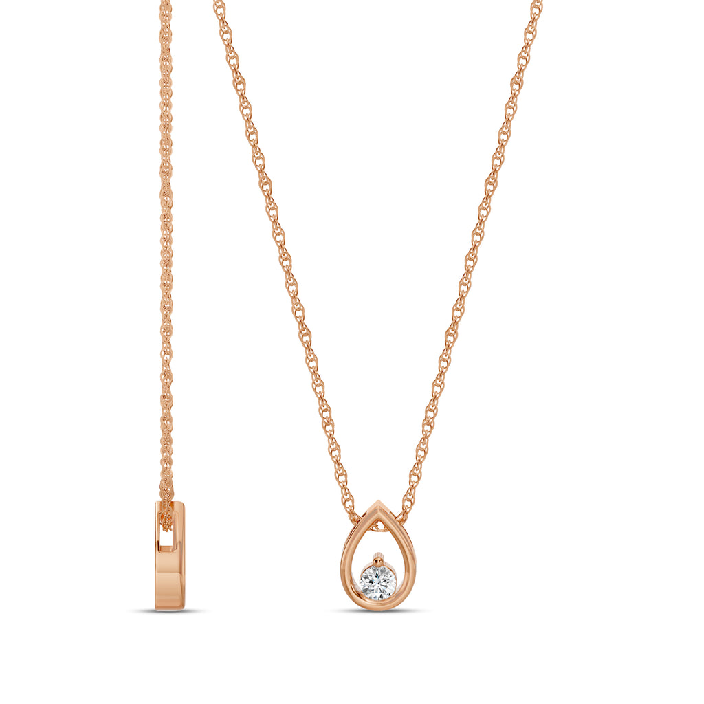 0.10 Ctw Diamond Pear Shaped Solitaire Pendant with Chain