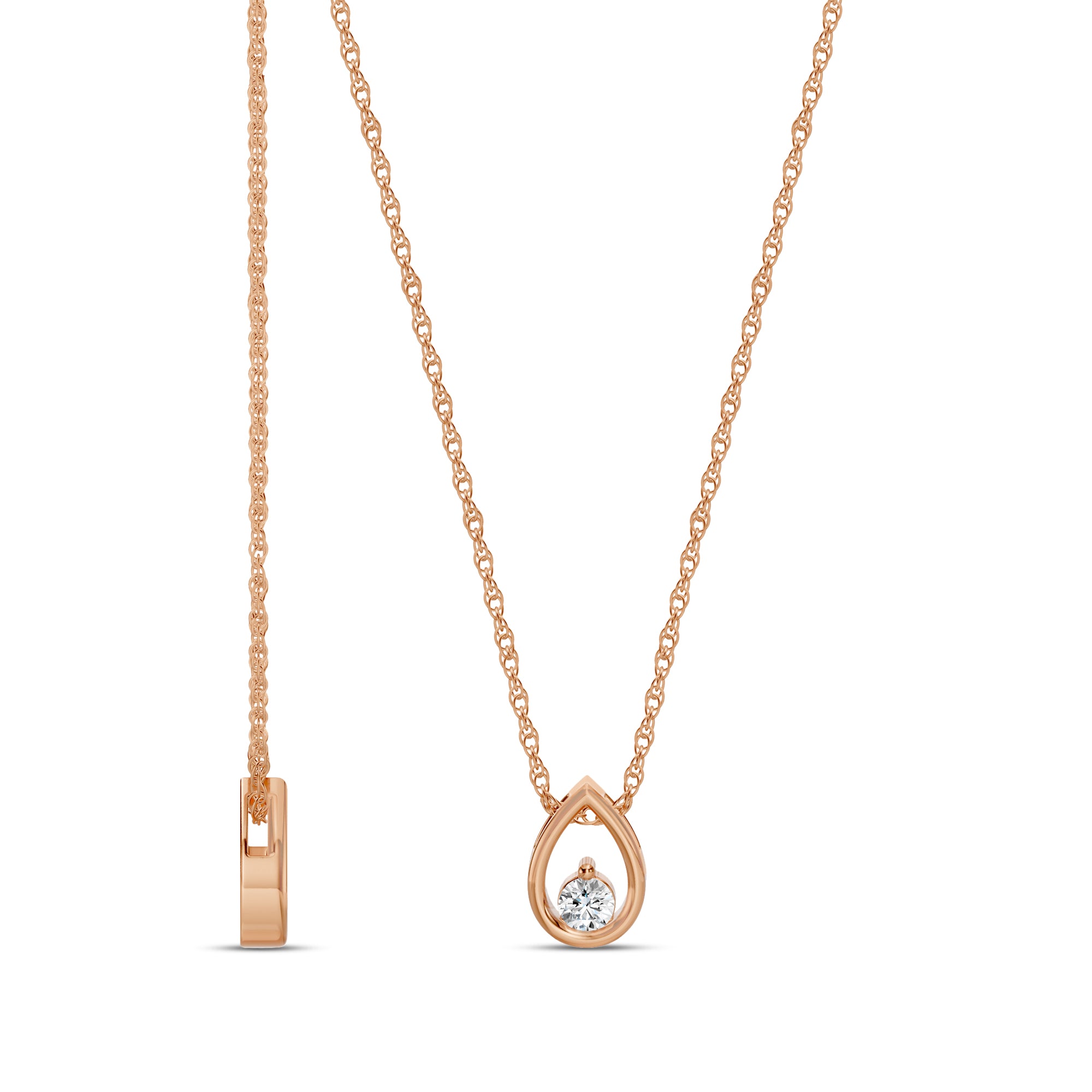 0.10 Ctw Diamond Pear Shaped Solitaire Pendant with Chain