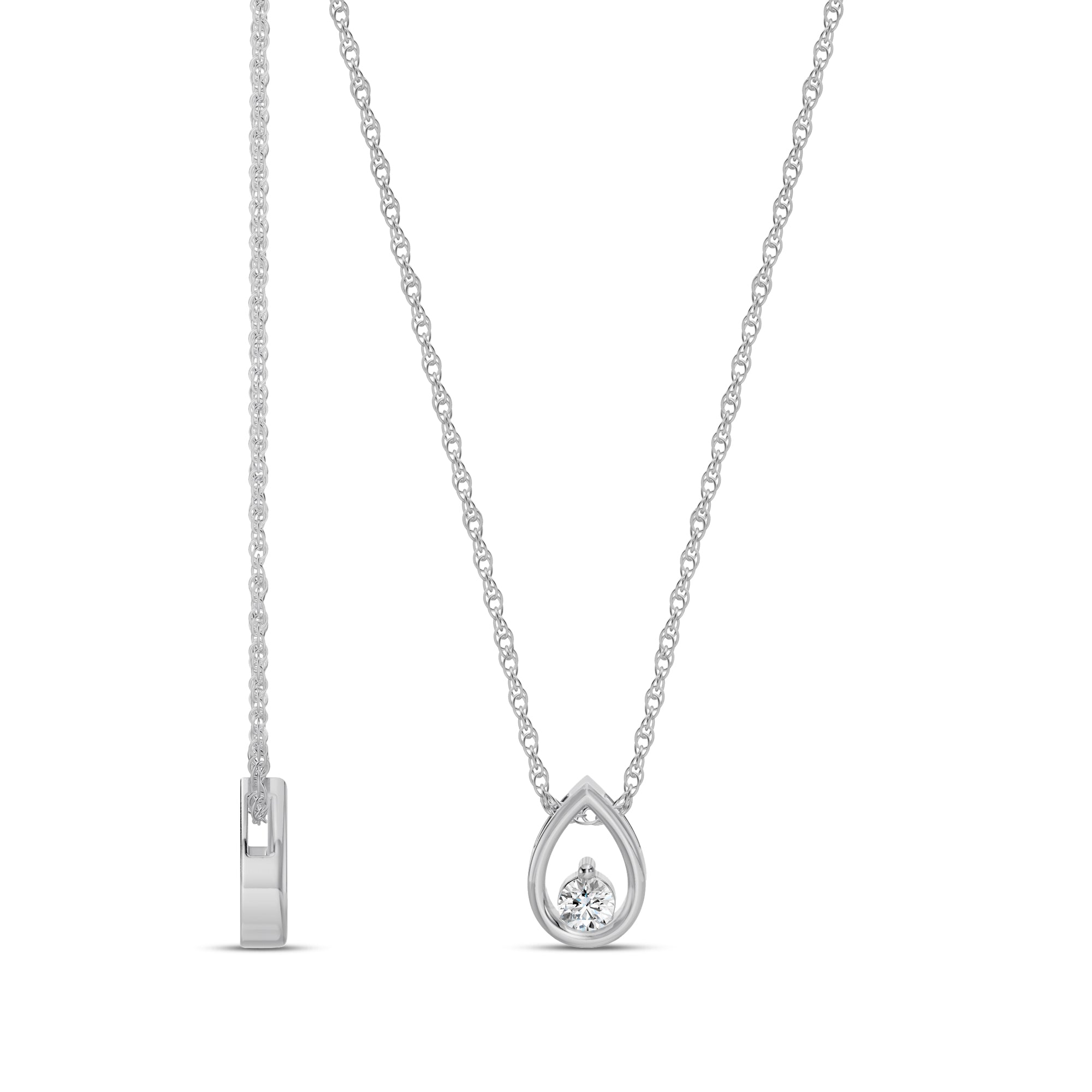 0.10 Ctw Diamond Pear Shaped Solitaire Pendant with Chain