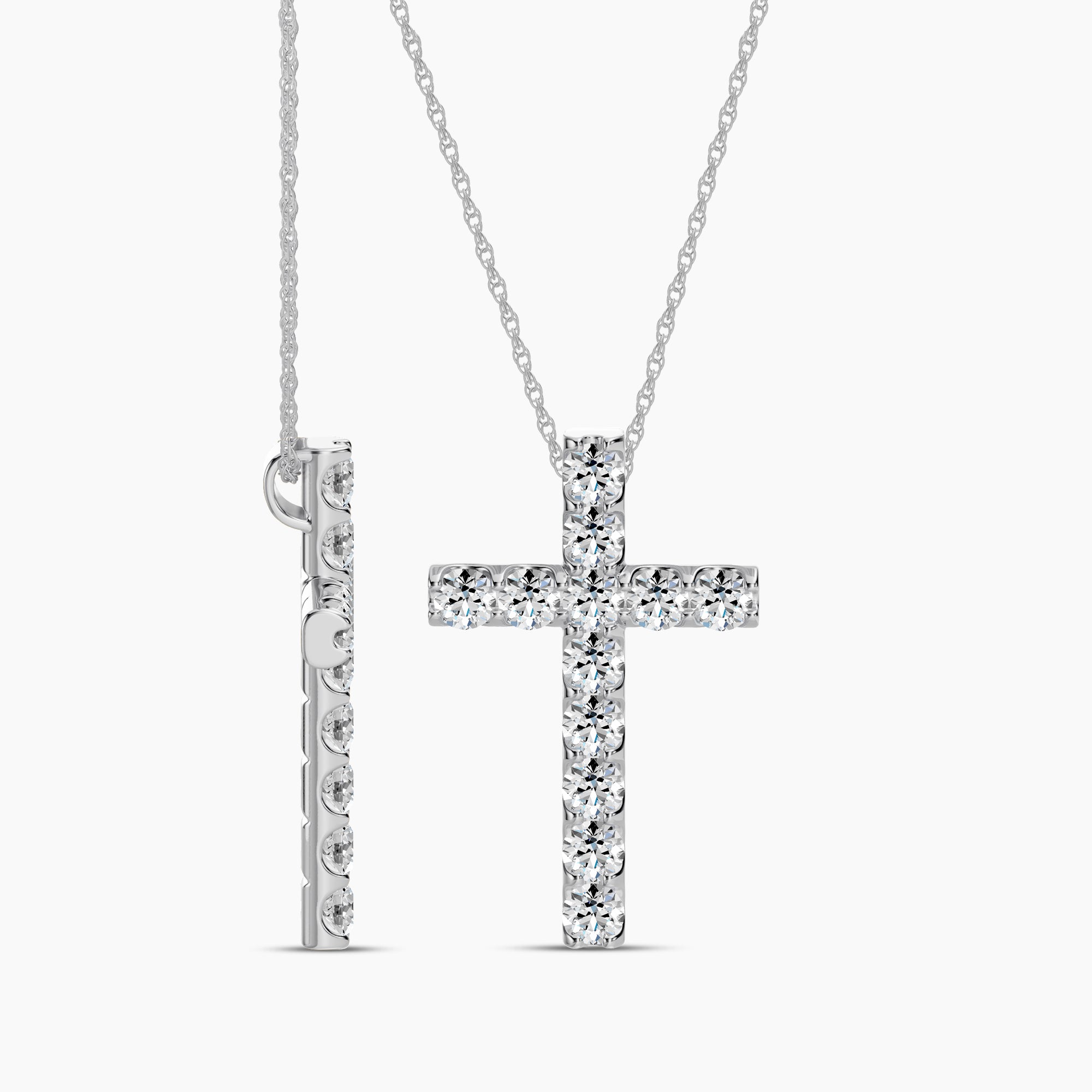 14KW 1.05 Ctw Cross Diamond Pendant with Chain