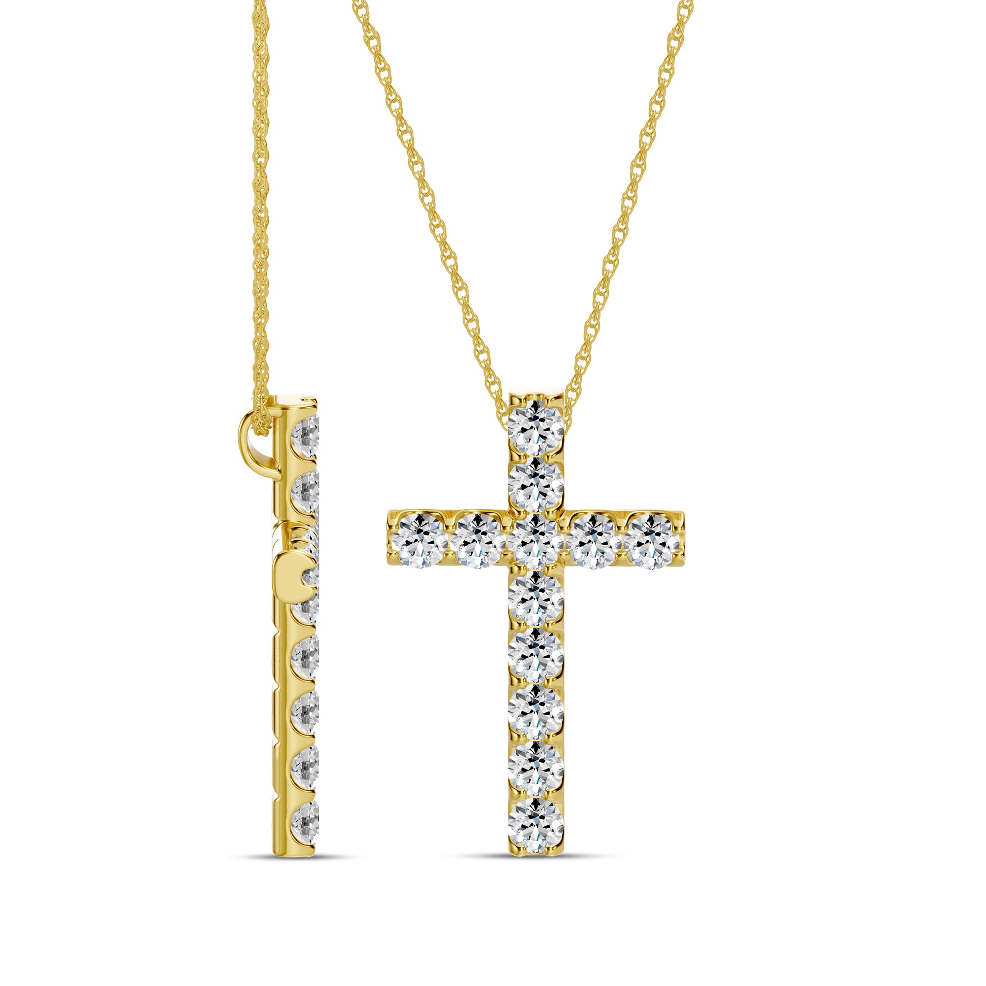 1.10 Ctw Cross Diamond Pendant with Chain