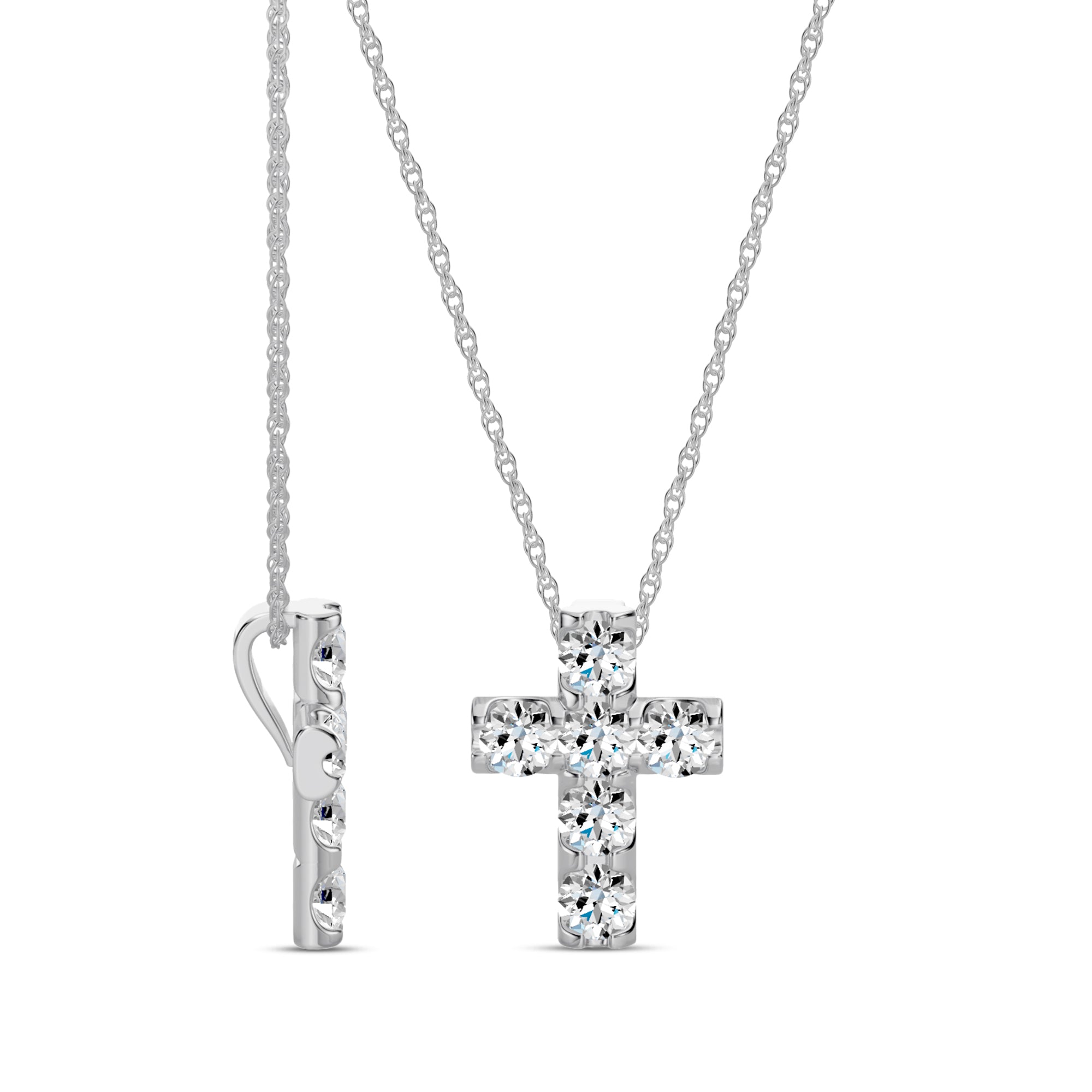1.10 Ctw Cross Diamond Pendant with Chain