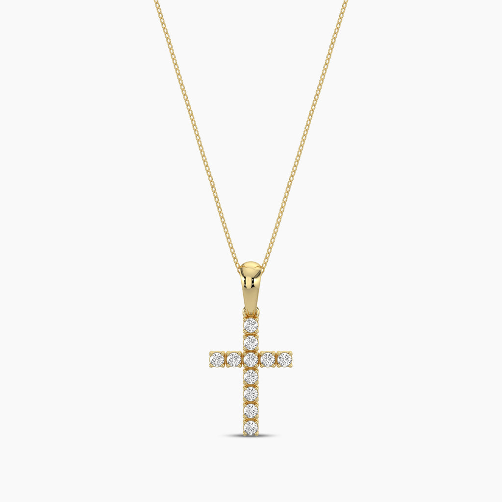 14KY 0.25 Ctw Cross Diamond Pendant with Chain