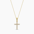 14KY 0.25 Ctw Cross Diamond Pendant with Chain