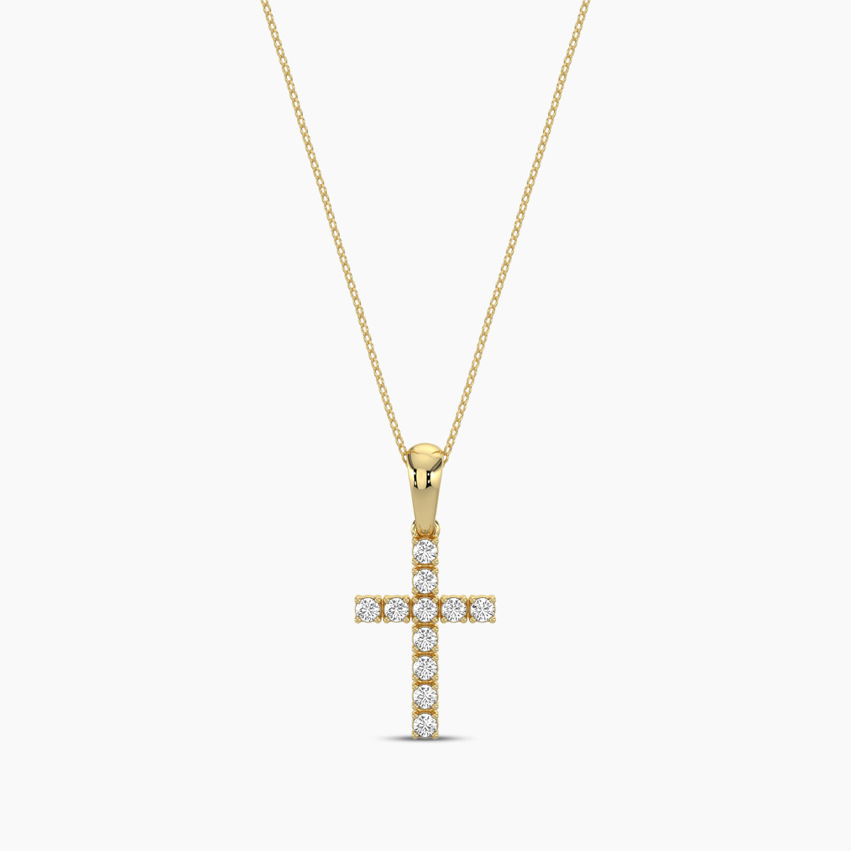 14KY 0.25 Ctw Cross Diamond Pendant with Chain