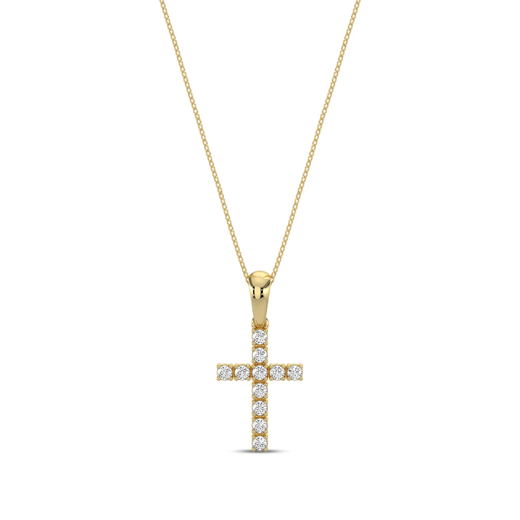 14KY 0.25 Ctw Cross Diamond Pendant with Chain