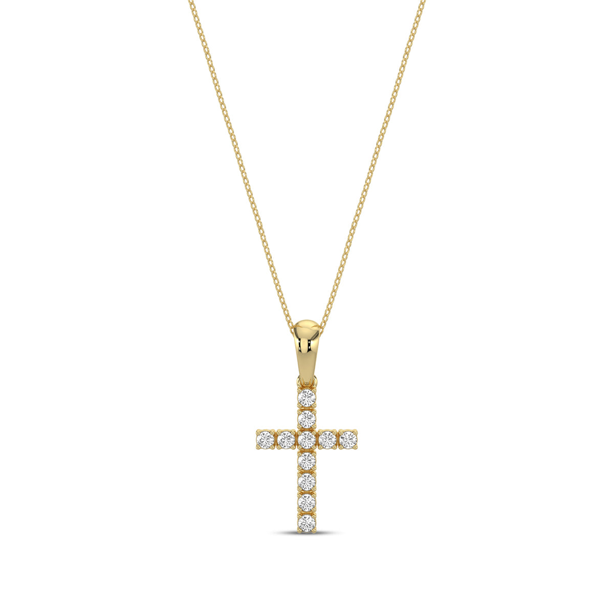 14KY 0.25 Ctw Cross Diamond Pendant with Chain