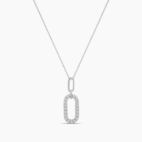 0.08 Ctw Diamond Paper Clip Pendant with Chain