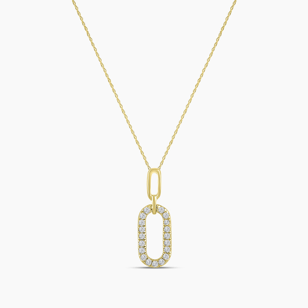 0.08 Ctw Diamond Paper Clip Pendant with Chain