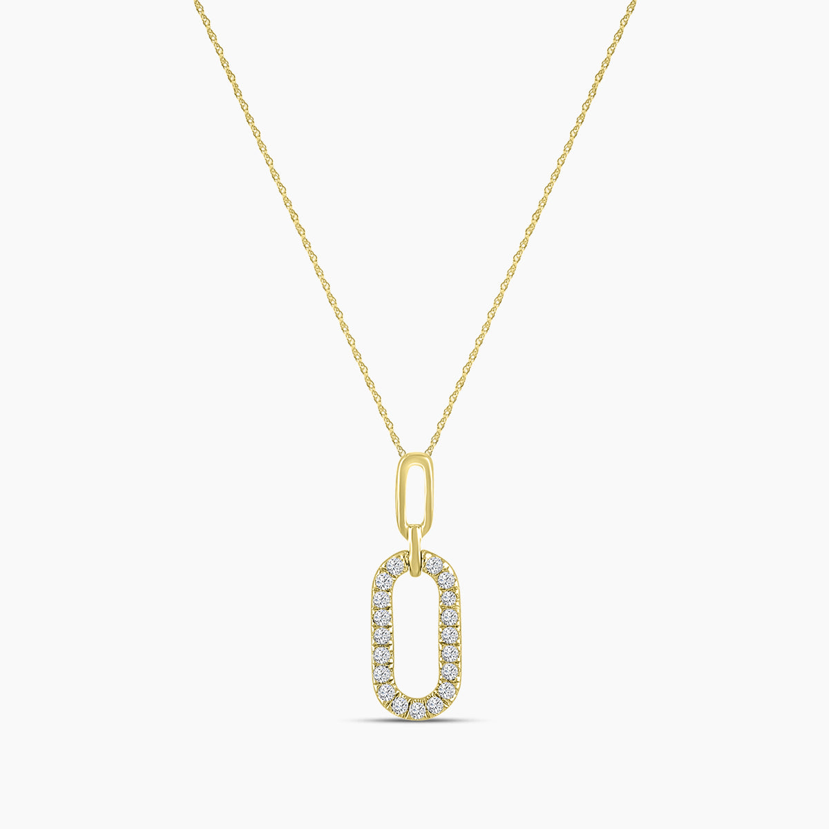 0.08 Ctw Diamond Paper Clip Pendant with Chain