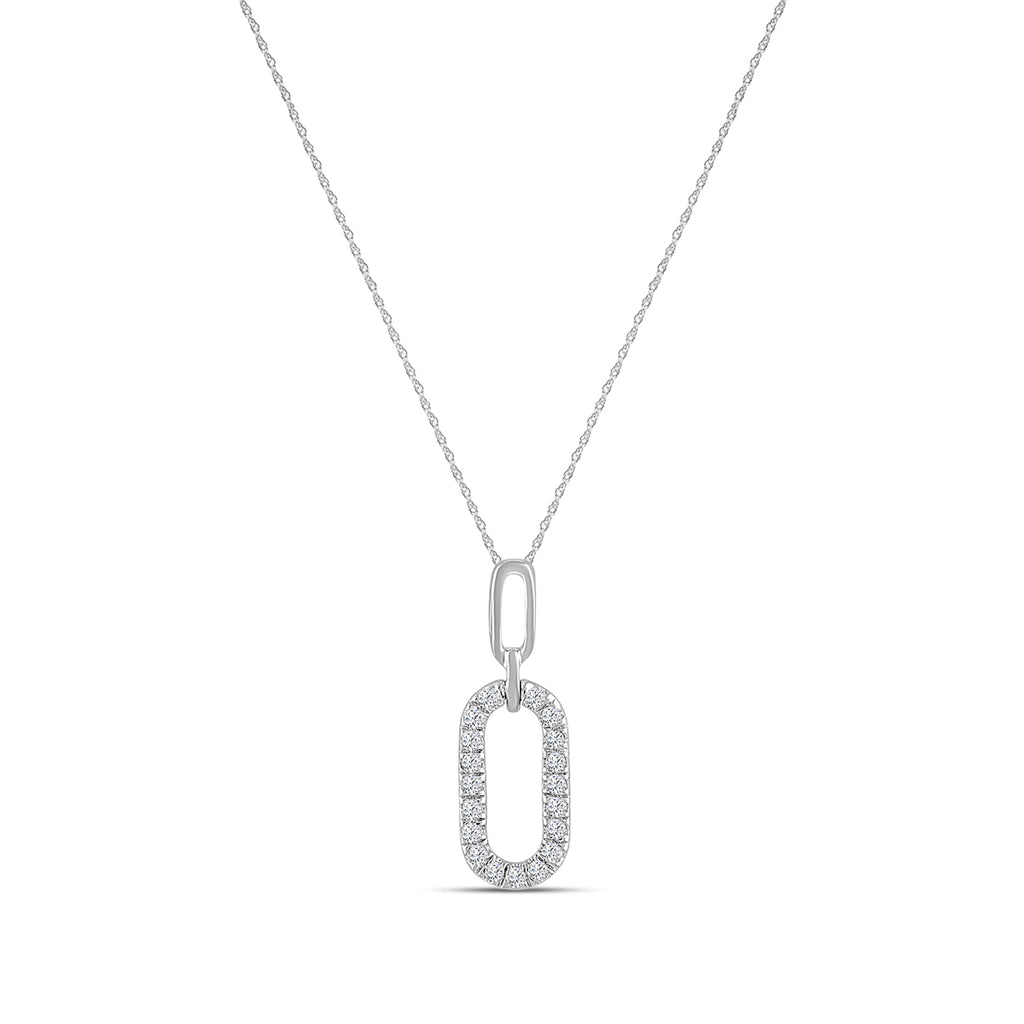 0.08 Ctw Diamond Paper Clip Pendant with Chain