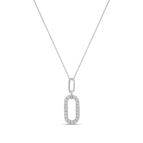 0.08 Ctw Diamond Paper Clip Pendant with Chain