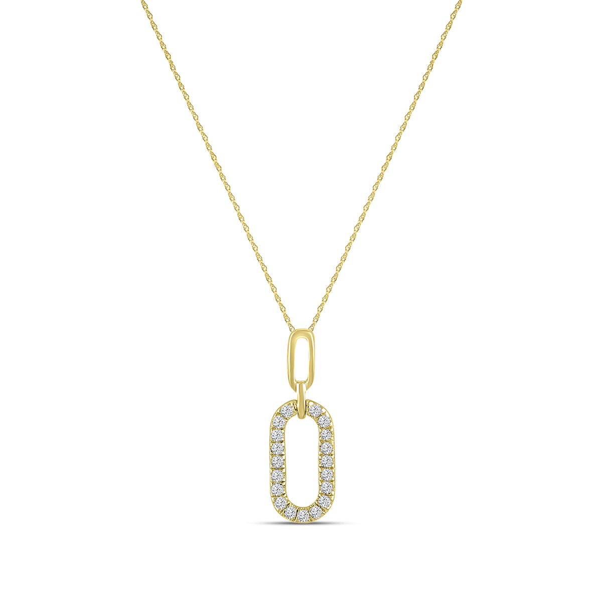 0.08 Ctw Diamond Paper Clip Pendant with Chain