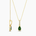 0.05 Ctw Diamond and Emerald Teardrop Pendant with Chain