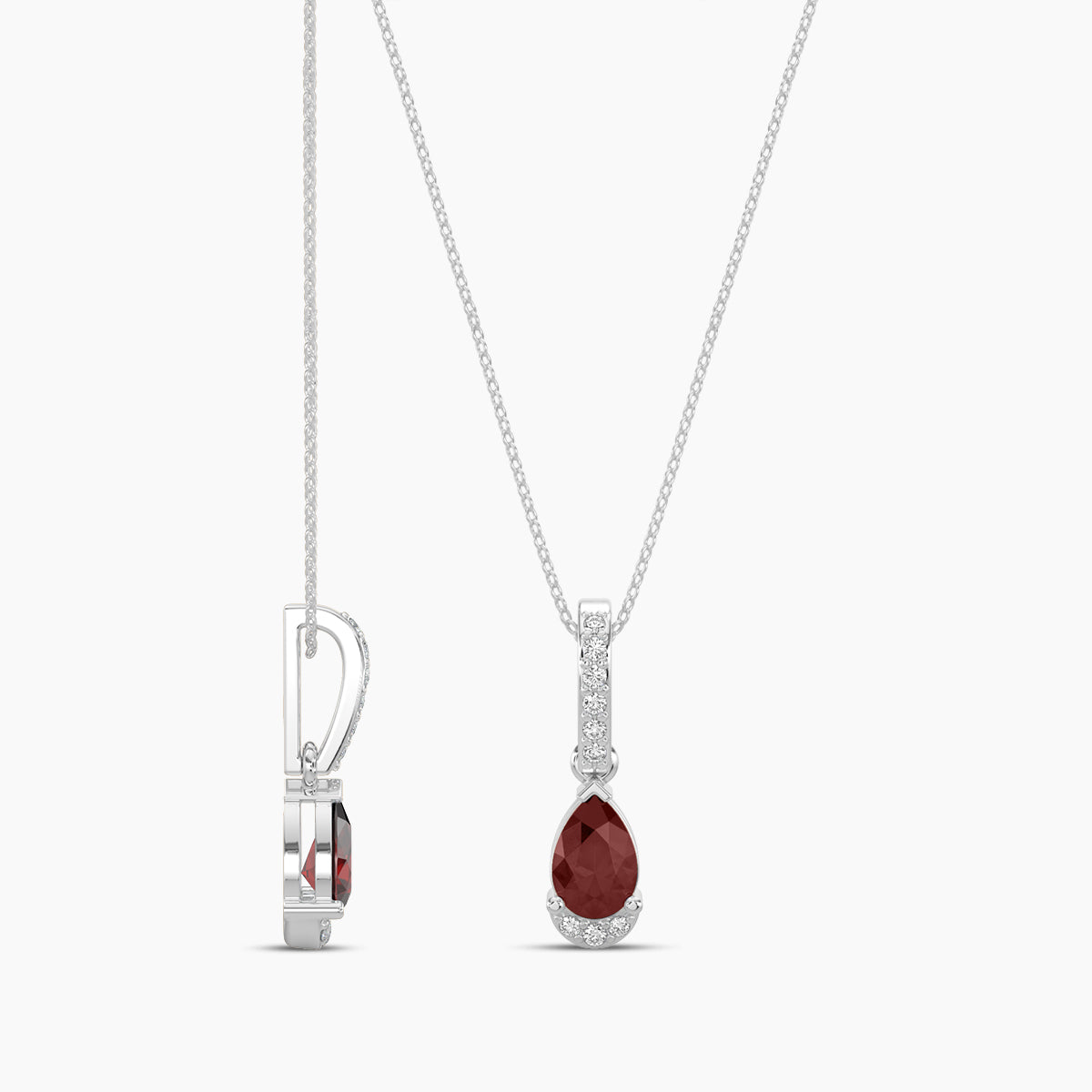 0.05 Ctw Diamond and Ruby Teardrop Pendant with Chain