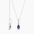 0.05 Ctw Diamond and Sapphire Teardrop Pendant with Chain