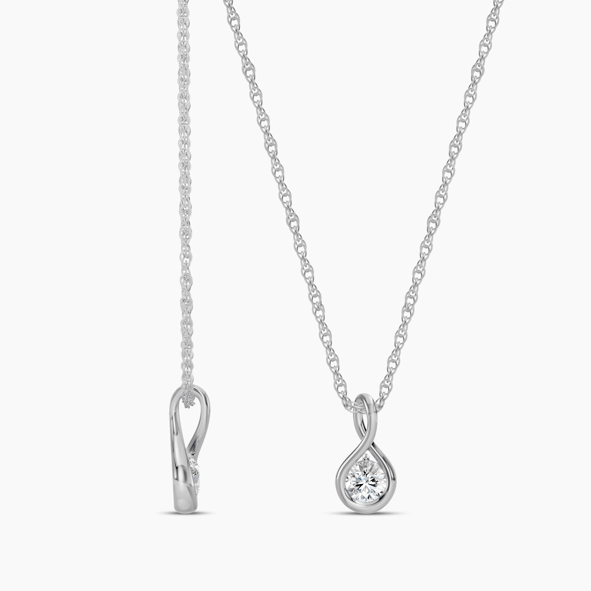 14KW 0.20 Ctw Lab Grown Diamond Infinity Solitaire Pendant with Chain