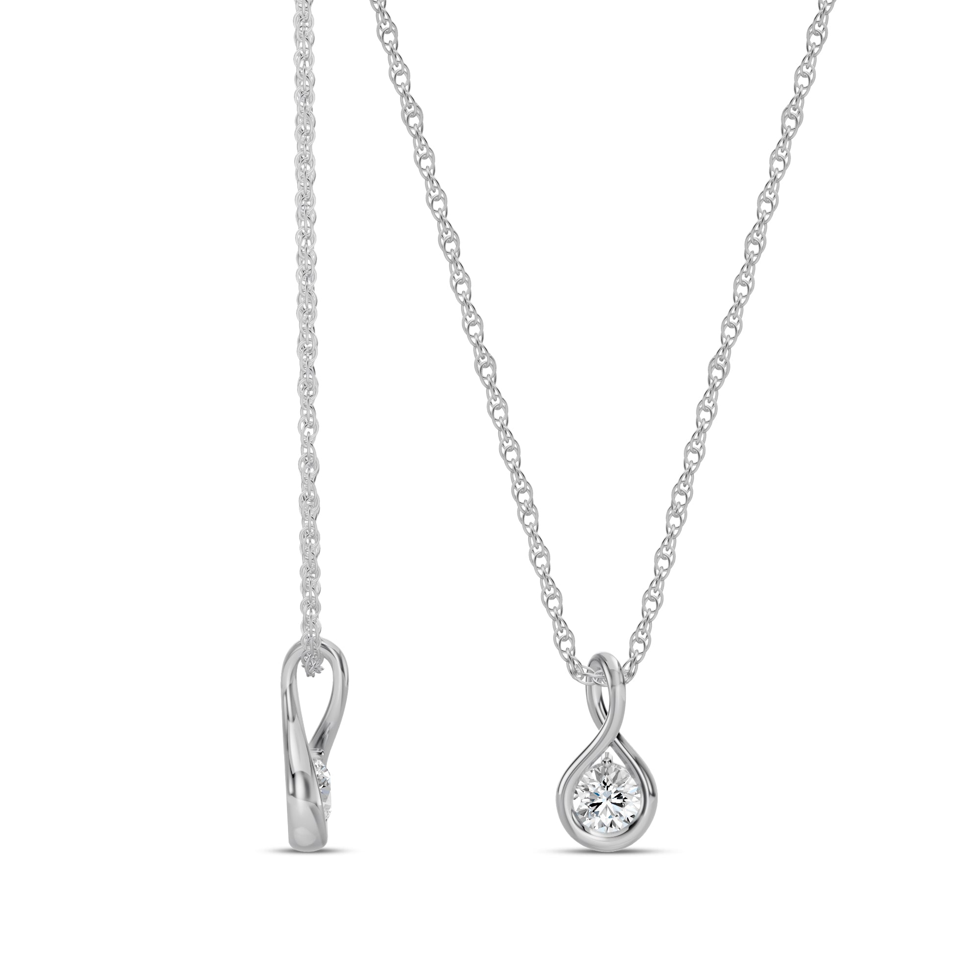 0.20 Ctw Lab Grown Diamond Infinity Solitaire Pendant with Chain