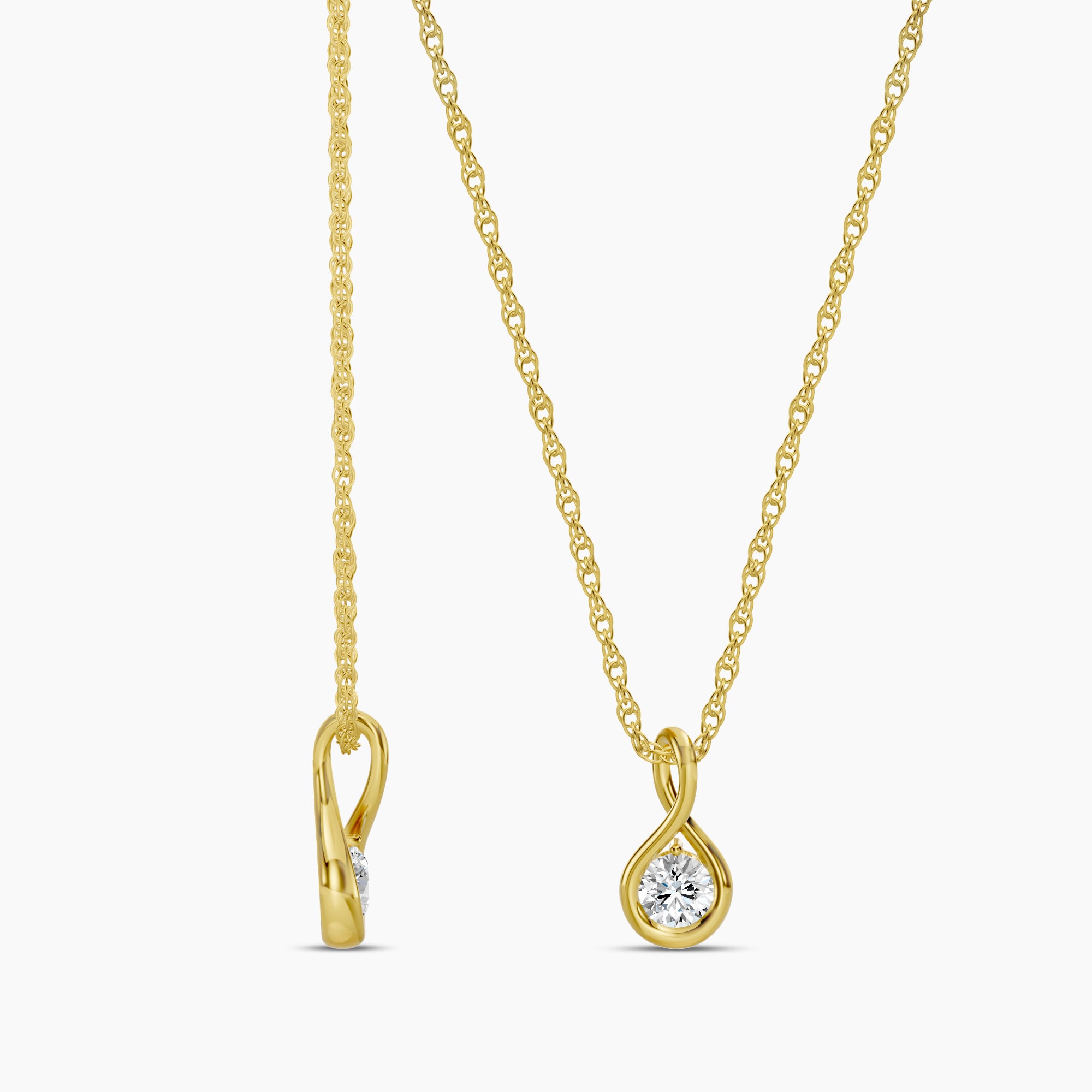 14KW 0.20 Ctw Lab Grown Diamond Infinity Solitaire Pendant with Chain