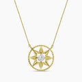 0.50 Ctw Diamond Compass Star Solitaire Pendant with Chain